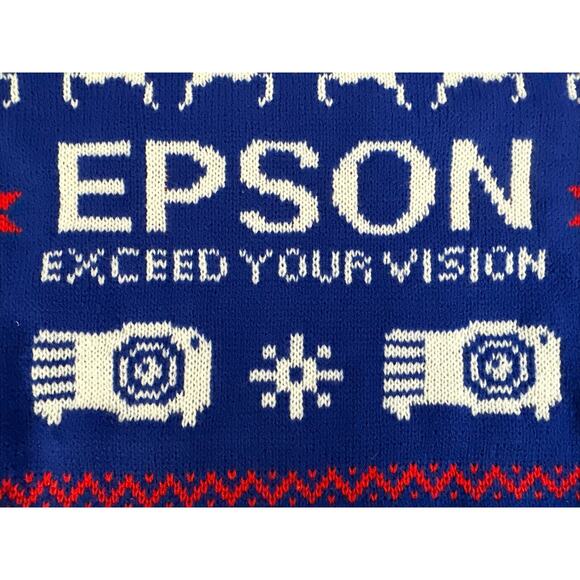 Roody Epson Exceed Your Vision Blue Ugly Christmas Sweater size XL - Picture 6 of 8